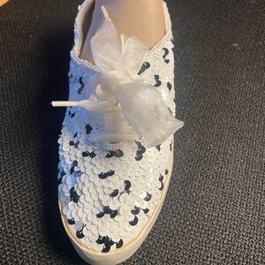 Chinese Laundry White and Black Sequin Sneakers Size 7 wedding sneakers